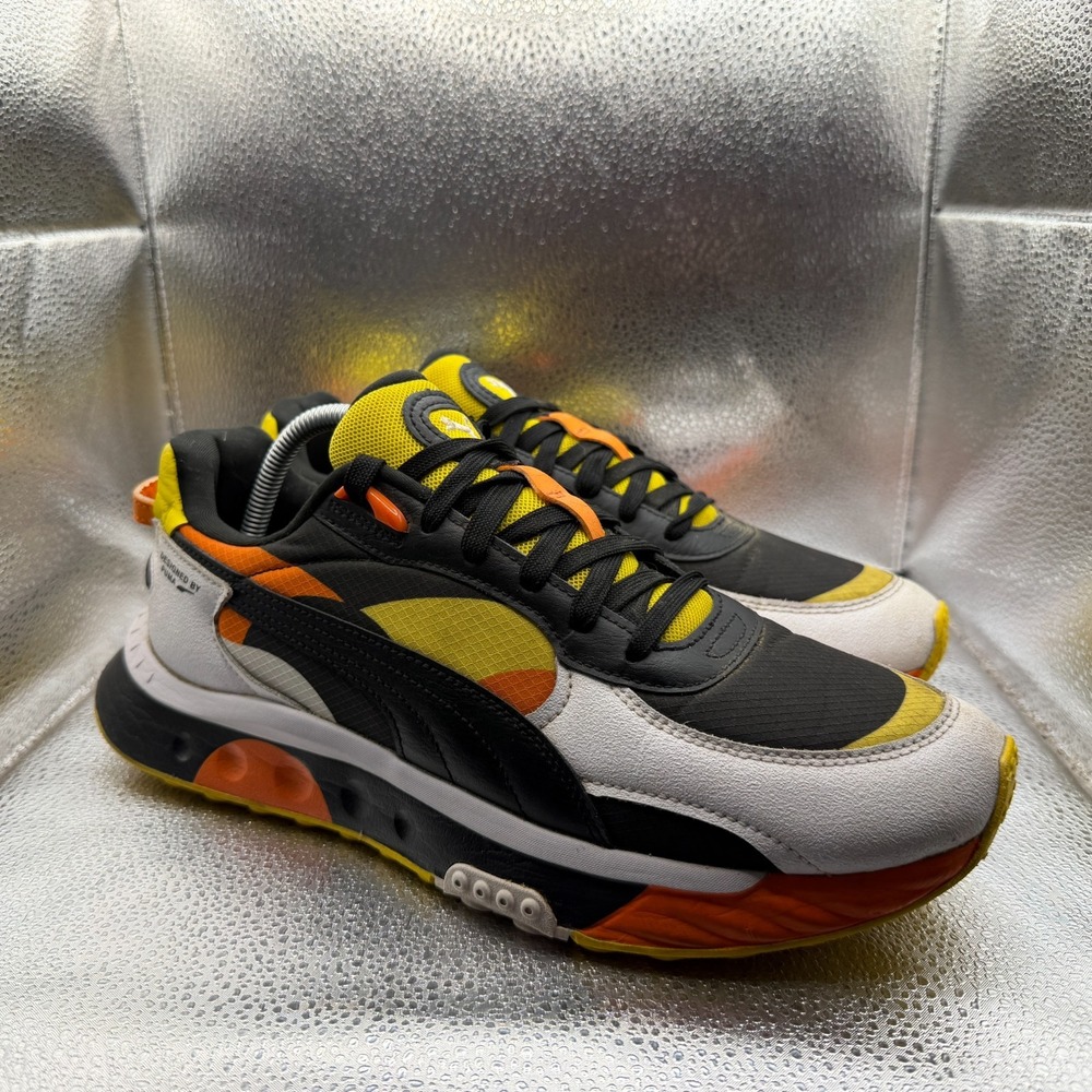 Size 10 Puma Wild Rider 59th Street Black Yellow Mens Lace Up Sneakers 382988-01